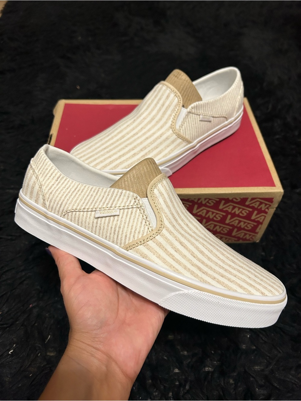 VANS off the wall striped slip on shoes sneakers women’s 7 new
